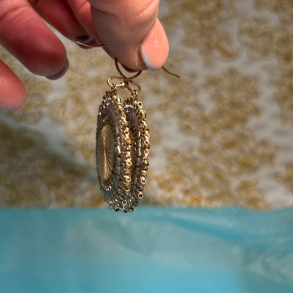 Elegant Gold and Silver Circular Earrings - Picture 3 of 4